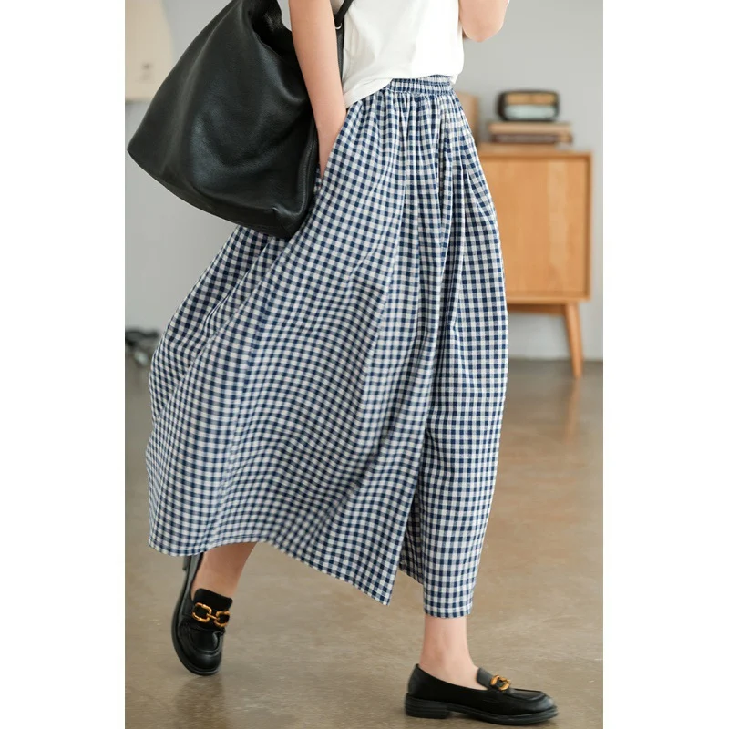 Plus Size Wide Leg Culottes, Loose Cotton and Linen Blend, Comfortable Casual Pants, perfect for everyday wear and relax — photo 23