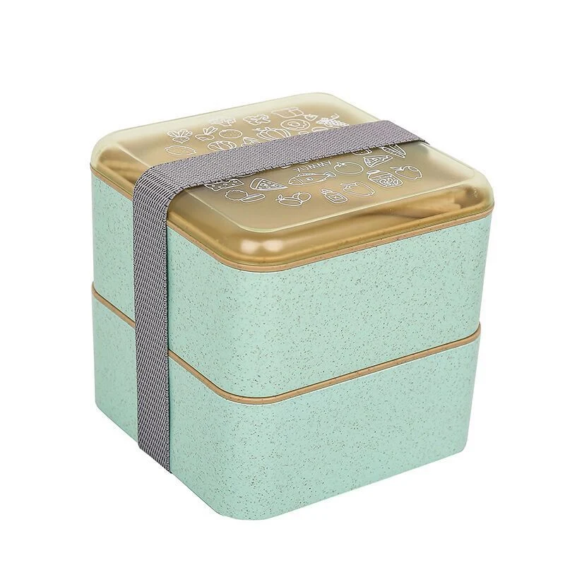 Title 5, Double-layer Square Wheat Straw Lunch Box Japan...