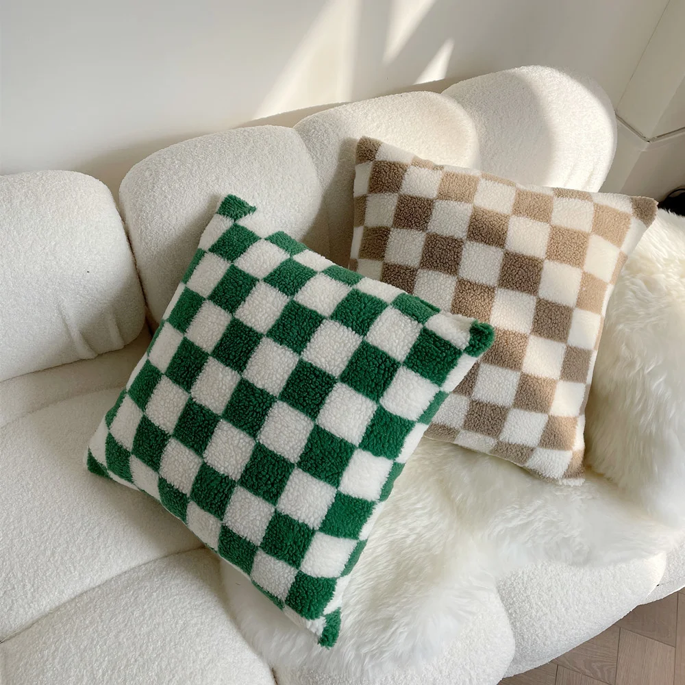 Fronha de travesseiro xadrez dupla face para quarto, sala de estar, sofá, ideal para decoração moderna e confortável do ambiente. — foto 2