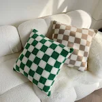 Fronha de travesseiro xadrez dupla face para quarto, sala de estar, sofá, ideal para decoração moderna e confortável do ambiente. — foto 2