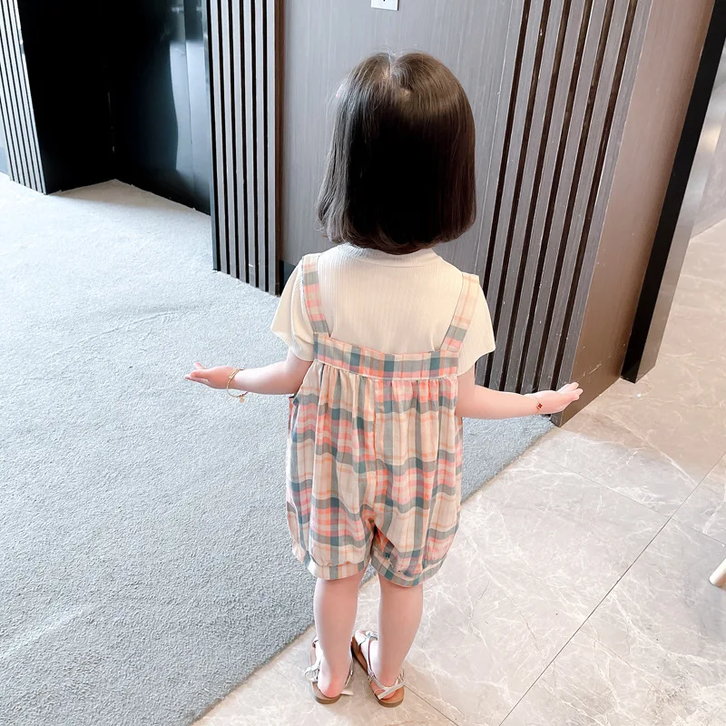 Title 3, Mädchen Plaid Latzhose Anzug Sommer Neuer korea...