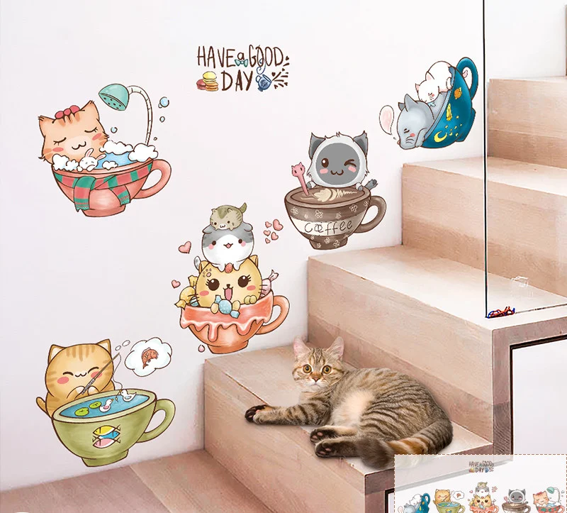 Title 19, Launischer Cartoon-Katzen-Kleiderschrank & Wand...