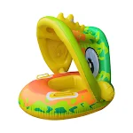 Boia inflável para bebês com assento, toldo removível e proteção solar. Círculo de banho infantil em PVC para piscina. — foto 3