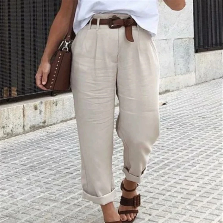 Title 5, Womens Casual Solid Color Loose High Waist Tro...