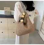 Bolsa de ombro feminina de palha, grande capacidade para o verão, férias na praia e uso diário. — foto 7