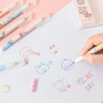Kit de 6 canetas marcadores de texto com ponta dupla. Destaque suas anotações com cores vibrantes e organize seus estudos de forma eficiente. — foto 4
