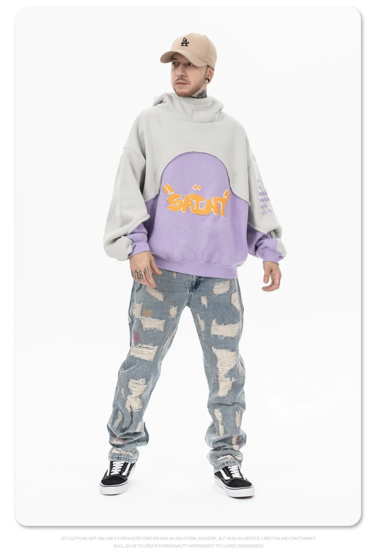 Title 18, Stitching Contrast Color Velvet Padded Hooded S...