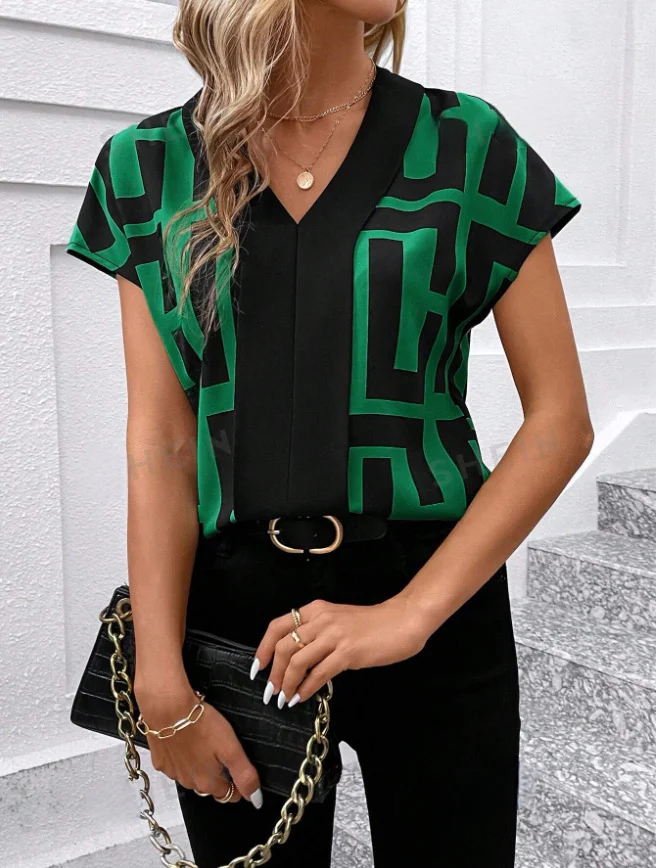 Women's Printed V-neck Shirt — photo 10