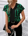 Women's Printed V-neck Shirt — photo 10
