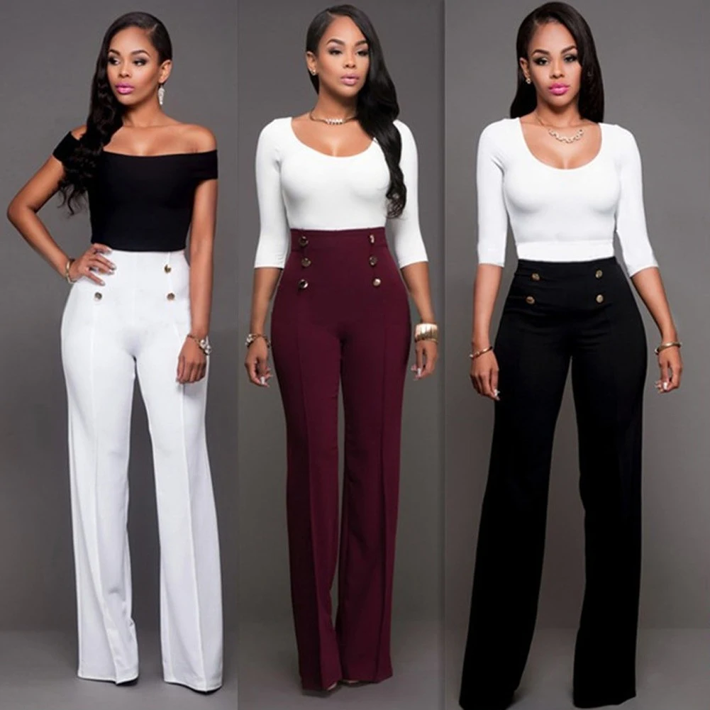 Stylish Slim Personality Double-Breasted Flared Trousers. Create a slim silhouette with these elegant trousers, designed — photo 1
