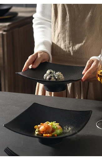 Title 7, Ceramic Frosted Square Japanese Style Dinner Pl...
