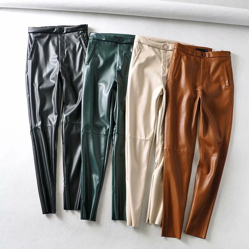 Women's PU faux leather leggings, stylish and figure-flattering. Comfortable, versatile, and perfect for a chic, everyda — photo 7
