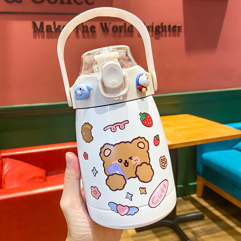 High-value net celebrity large-capacity vacuum flask, cute cartoon design, big belly, keeps drinks hot or cold for longe — photo 7