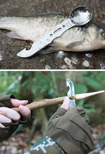 Title 16, Outdoor Spoon Fork Knife Set Whistle Camping To...