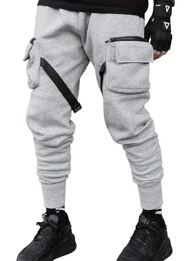 Title 2, European Hip Hop Multi-pocket Ankle-tied Trouse...