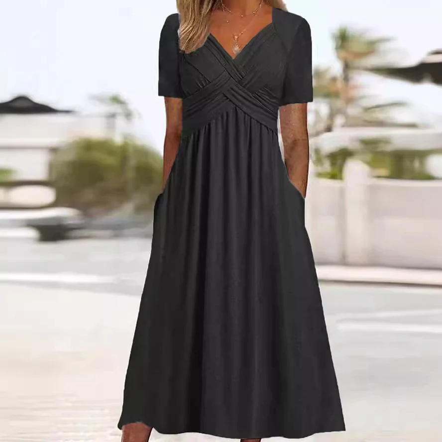 Dames Zomer Nieuwe Jurk Korte Mouw Speciale Comfortabele en Stijlvolle Jurk Ideaal voor Warme Dagen Lichtgewicht Ademend Elegant Ontwerp — foto 12