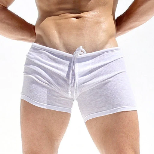 Title 7, Mens Fitness Tight Lace-up Striped Shorts