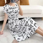 Floral Short Sleeve Dress Elastic And Waisted Slimming — photo 16