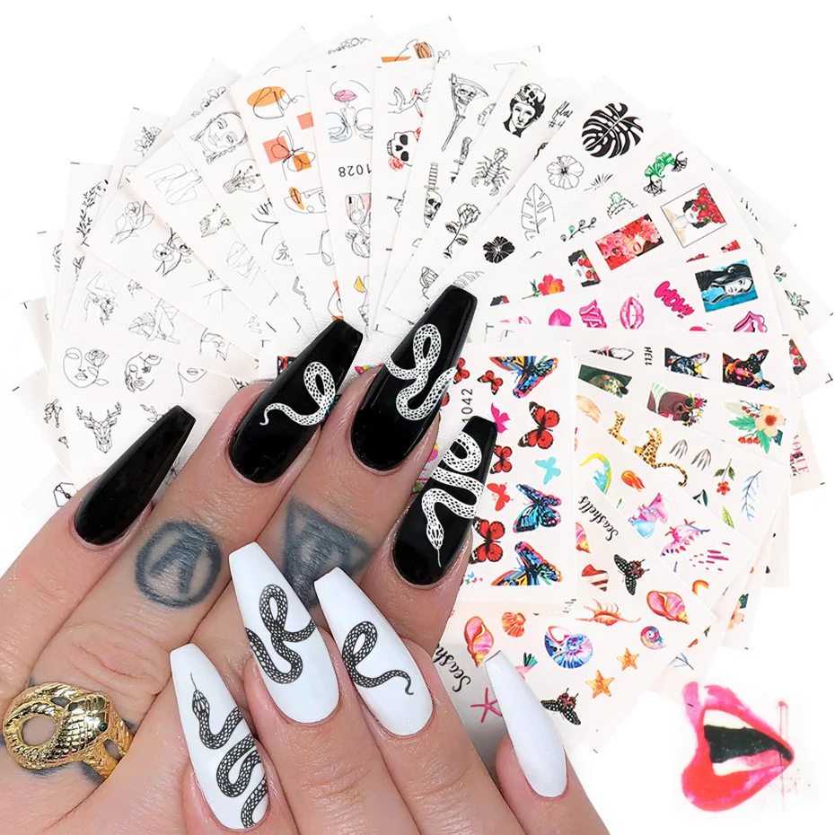 Conjunto de adesivos de arte de unha com flores de renda preta e branca Transforme suas unhas com elegância e feminilidade com estes adesivos fáceis de aplicar. — foto 13