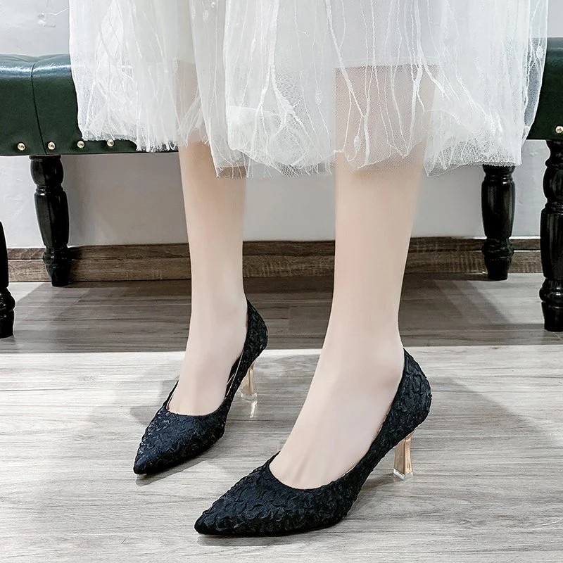 Title 5, Black Professional Stiletto Heel Shoes For Wome...