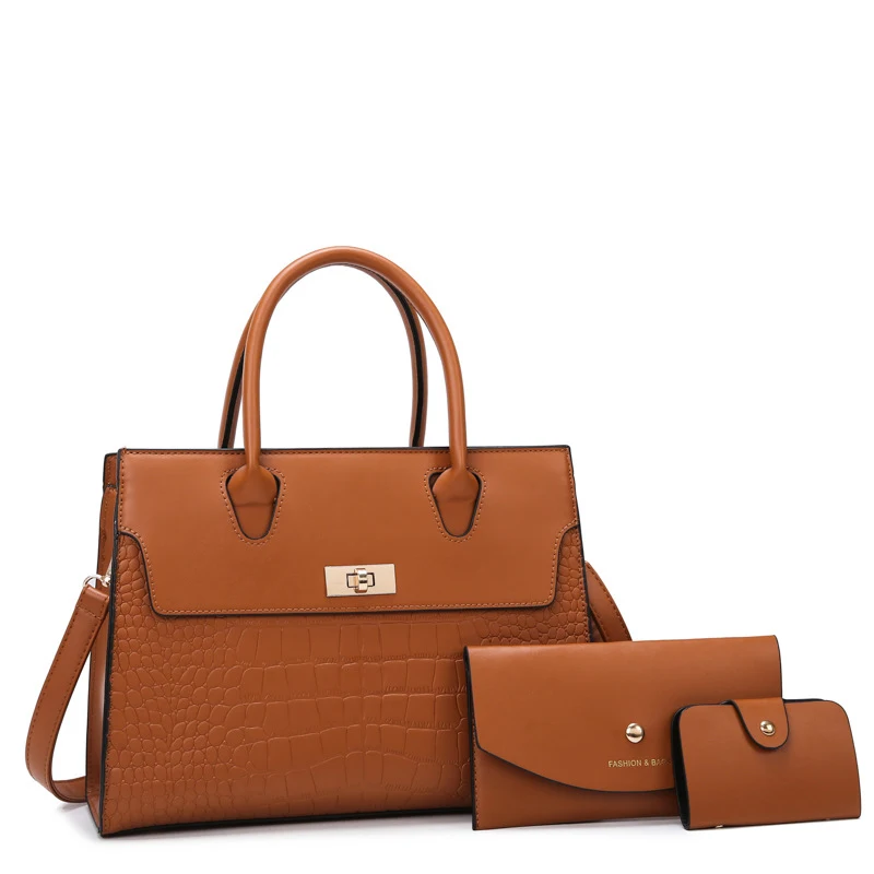 Bolsa feminina com padrão de pedra, grande capacidade, conjunto de três peças. Leve tudo com estilo e organização. — foto 3