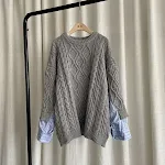 Suéter de malha feminino de tamanho grande estilo preguiçoso, emagrecedor, lã grossa com torção, perfeito para um visual elegante e quentinho. — foto 3