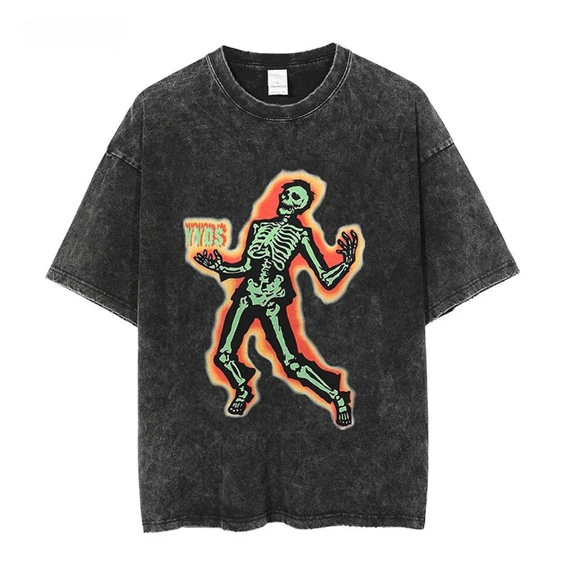 Camiseta de manga curta de algodão pesado, estilo retrô desgastado e lavado, com modelagem solta, ideal para uso casual e confortável. — foto 18