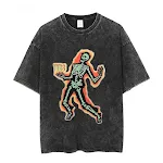 Camiseta de manga curta de algodão pesado, estilo retrô desgastado e lavado, com modelagem solta, ideal para uso casual e confortável. — foto 18