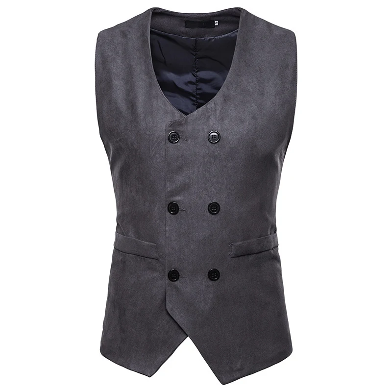 Colete de terno masculino abotoamento duplo. Adicione elegância e sofisticação ao seu visual, perfeito para eventos formais e ocasiões especiais. — foto 4