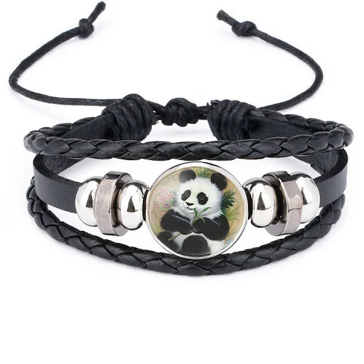 Title 4, Pulseira trançada em couro panda