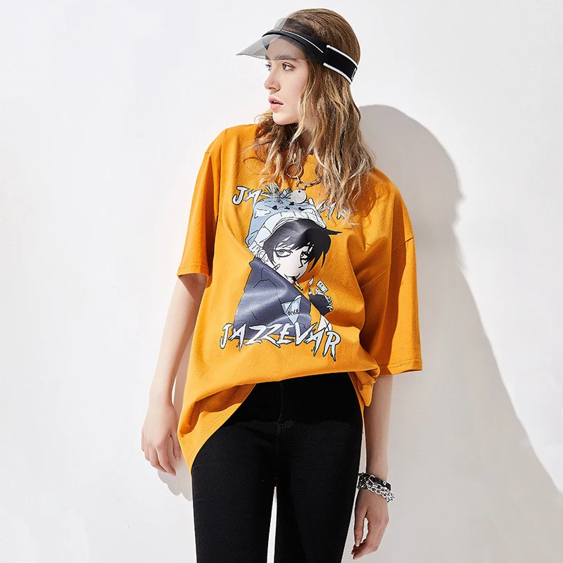 T-shirt in cotone con stampa cartoon e maniche a tre quarti, comodo e alla moda, ideale per un look casual e perfetto per l'uso quotidiano. — foto 2