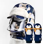 Camo blue brim penguin gloves