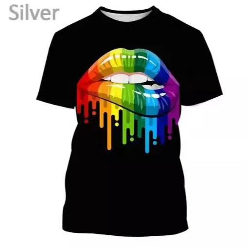 Title 6, Camiseta 3D Arcoíris Oversize Manga Corta para ...