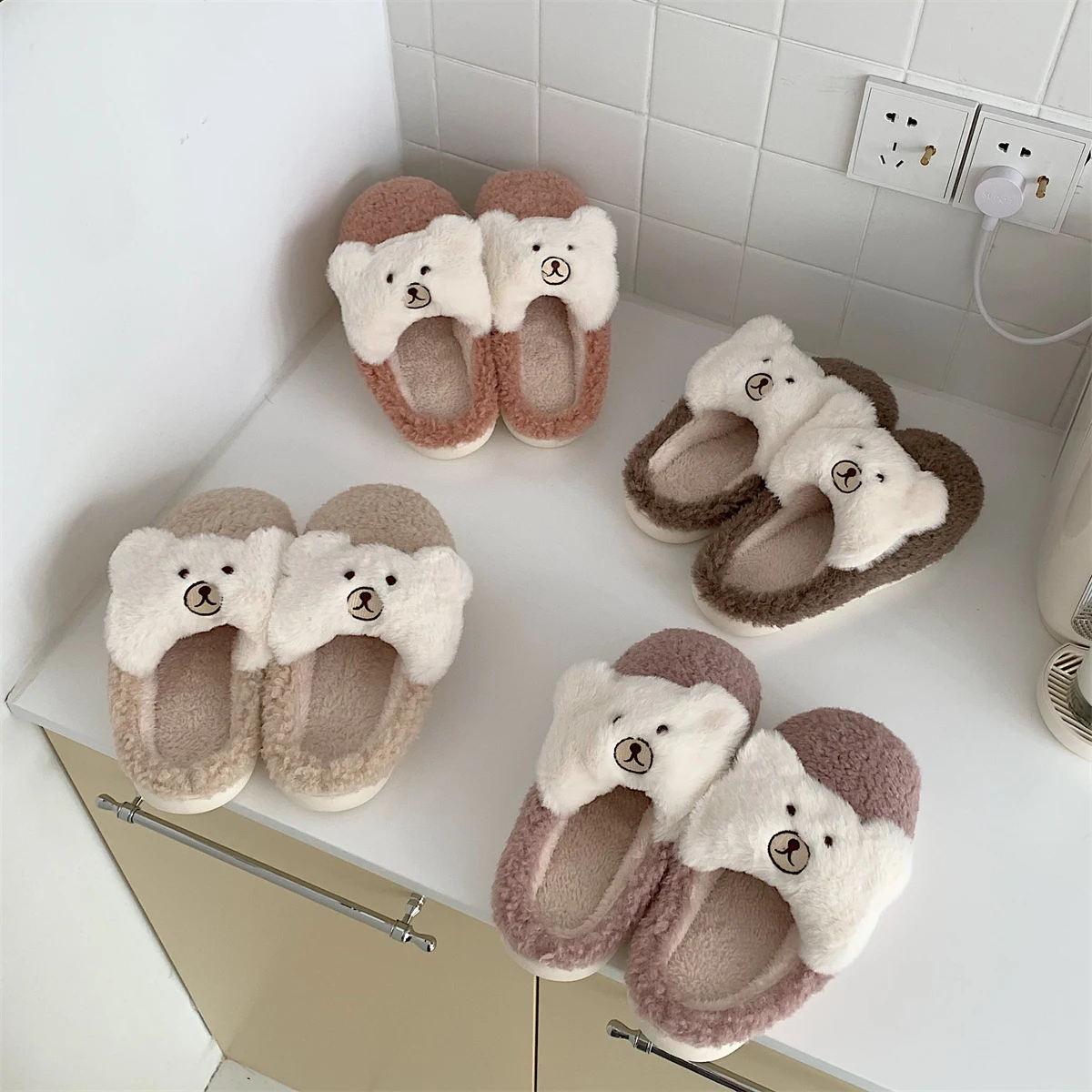 Cute Bear Plush Shoes Women's Warm Cotton Slippers Cozy and Comfortable Perfect for Lounging Around the House — photo 2