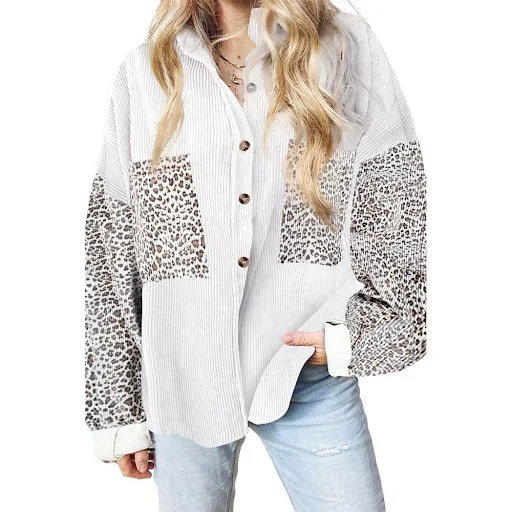 Title 2, Camisa de mujer con estampado de leopardo Chaqu...