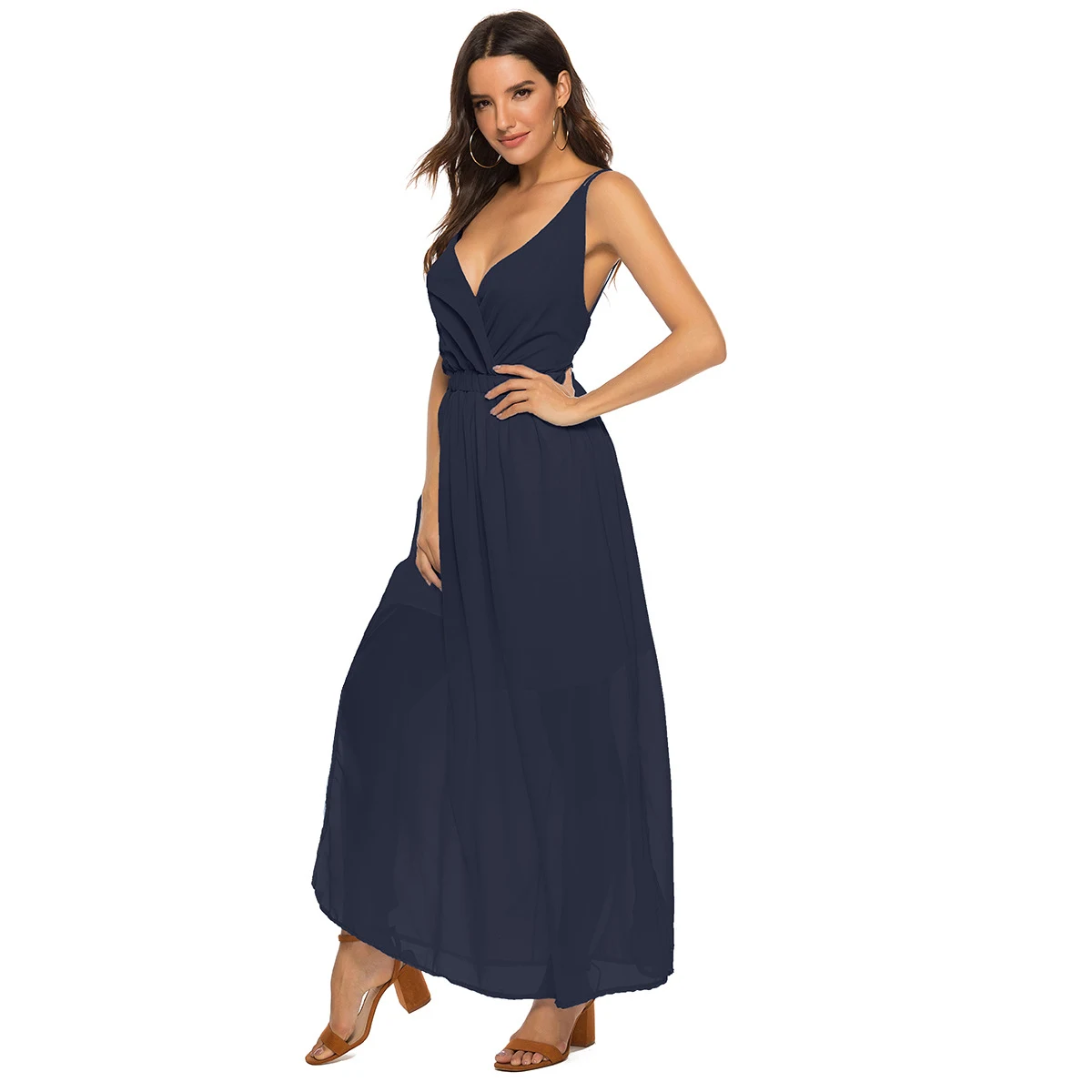 Title 4, Womens Casual Solid Color Strap Backless Dress...