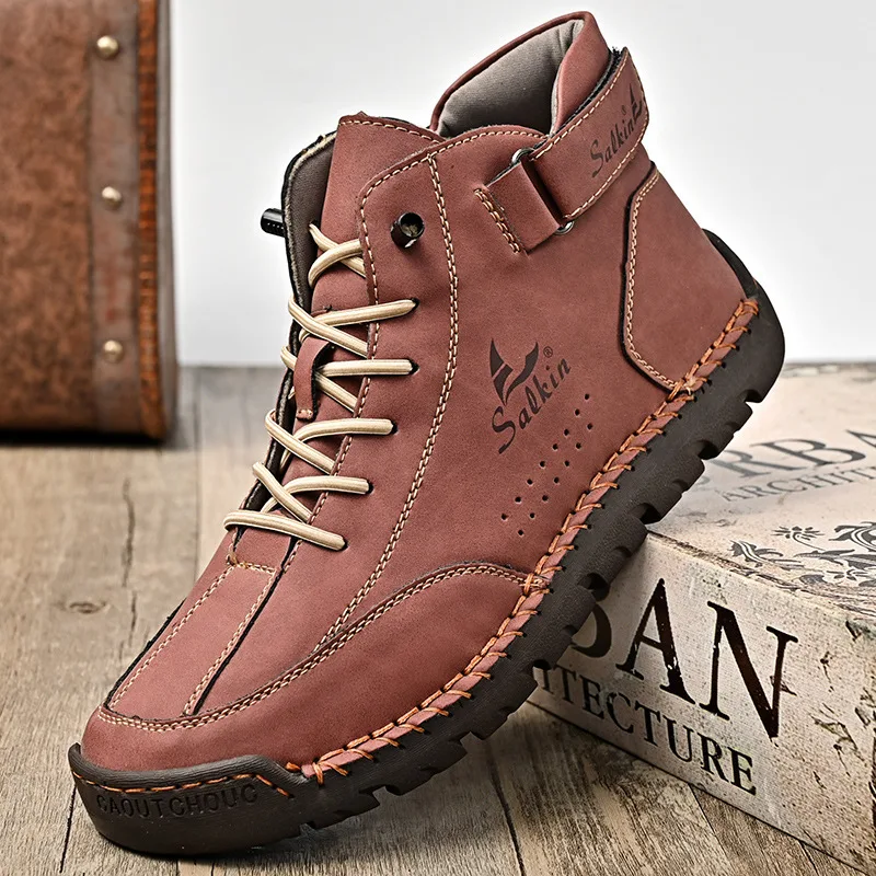 Herren Lederschuhe lässig handgenäht flache runde Zehenpartie für Alltag und Freizeit, stilvoll und bequem. — foto 5