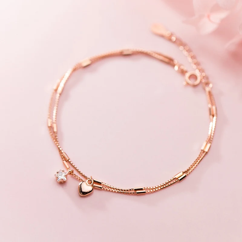 Title 5, Pulseira de Prata Feminina Moda Amor com Diaman...
