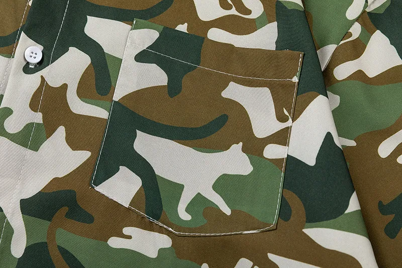 Title 8, Camisa masculina com estampa de gato camuflado,...