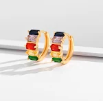 Brinco de orelha com adorno de zircônia de cristal quadrado, banhado a ouro e diamantes, multi estilos para a moda feminina. — foto 13