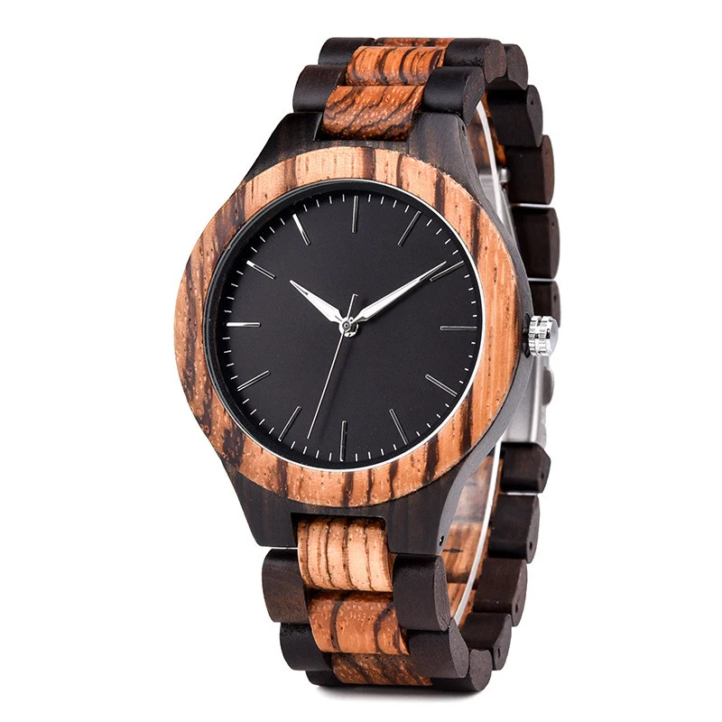 Title 2, Luminous pointer wooden watch. See the time eas...
