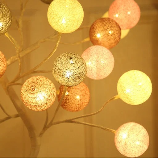 Title 5, Creative Cotton Ball Tree Lamp Battery USB Tabl...