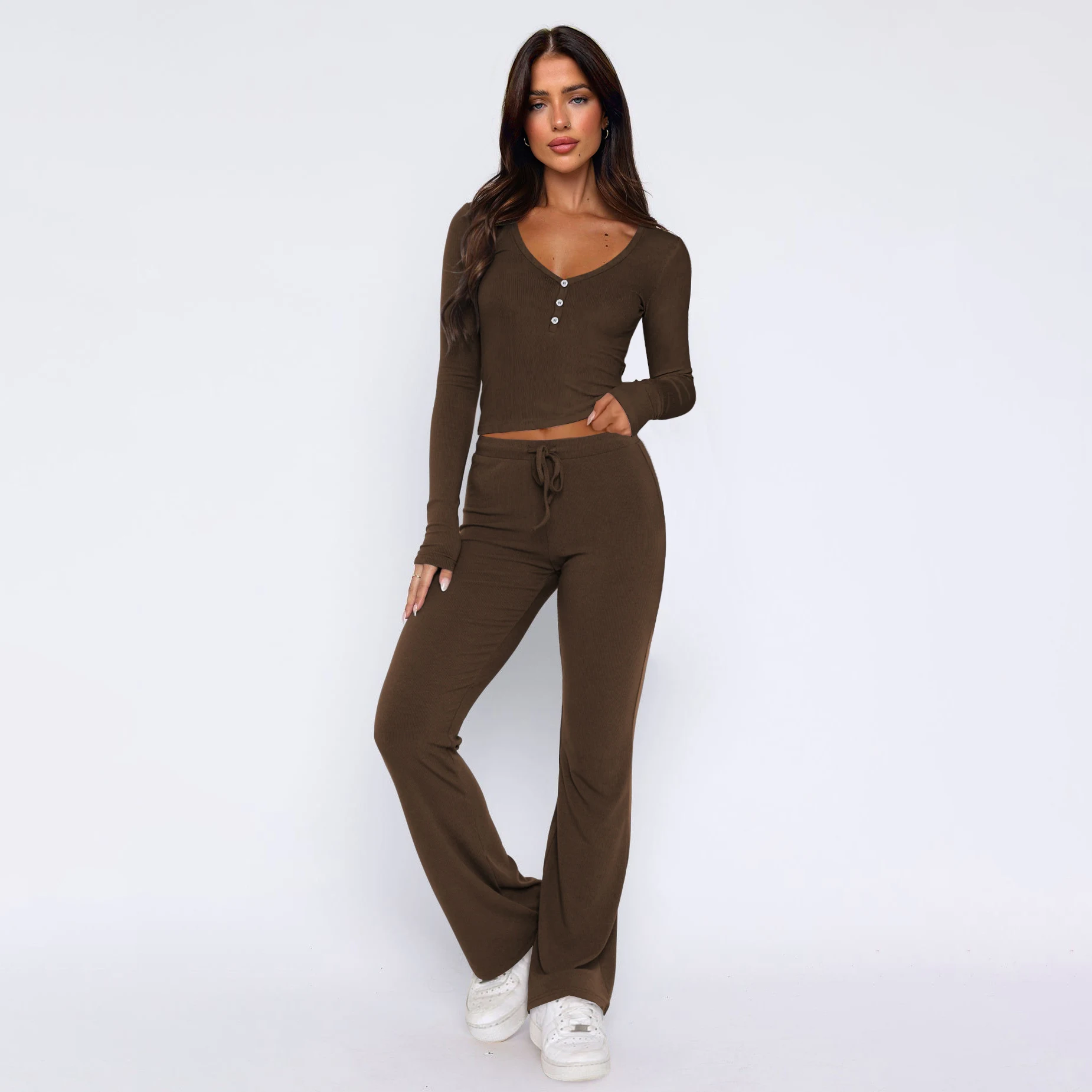 Title 12, Long Sleeve Top And Pants Two-piece Set Fashion...