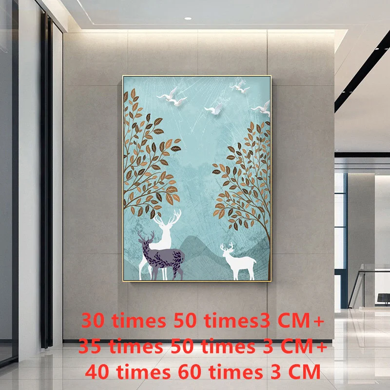 Tela de pintura de parede para sala de estar, paisagem florestal nórdica moderna, arte para decoração, estilo contemporâneo e elegante. — foto 2