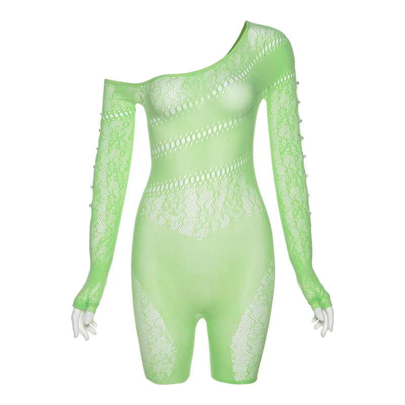 Macacão Sense Mesh transparente de cintura alta e mangas compridas, ideal para um visual sofisticado e moderno. — foto 8