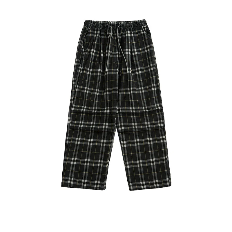 Men's Checked Contrast Waist Straight Trousers, a stylish and comfortable choice for versatile wear, offering a modern a — photo 1