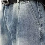 Calça Jeans Degradê Masculina Estilo Americano Retro Primavera/Outono Destroyed. Jeans para um visual street style autêntico e confortável. — foto 6