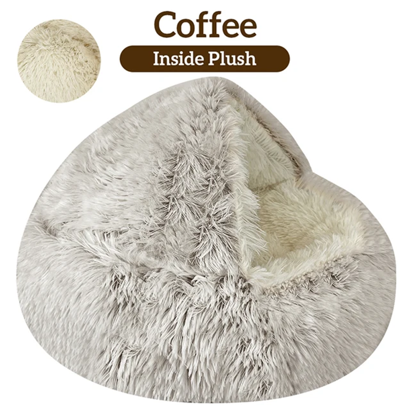 Title 3, Pet Bed Cat Dog Winter Long Plush Round Cushion...
