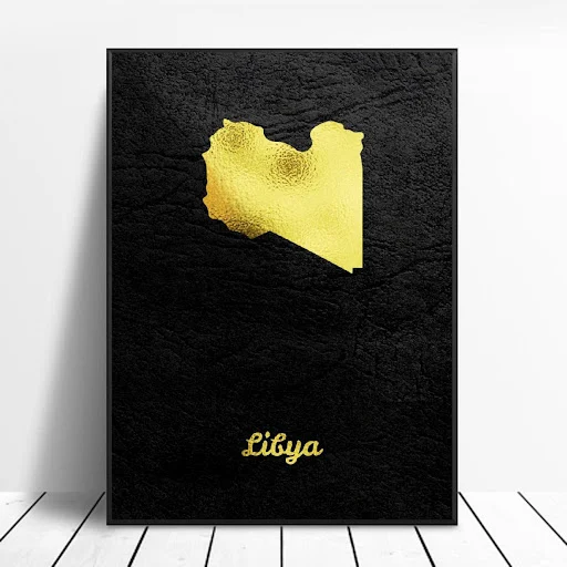 Title 1, Pôster de Pintura em Tela Mapa Dourado da Letôn...