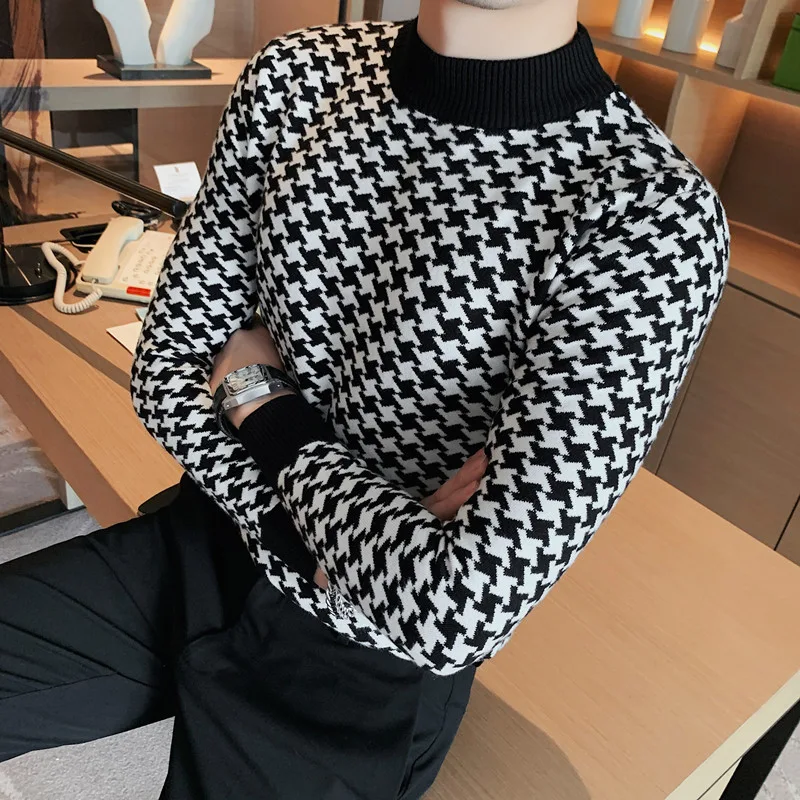 Title 6, Handsome Korean Slim Collar Sweater Mens Wear....